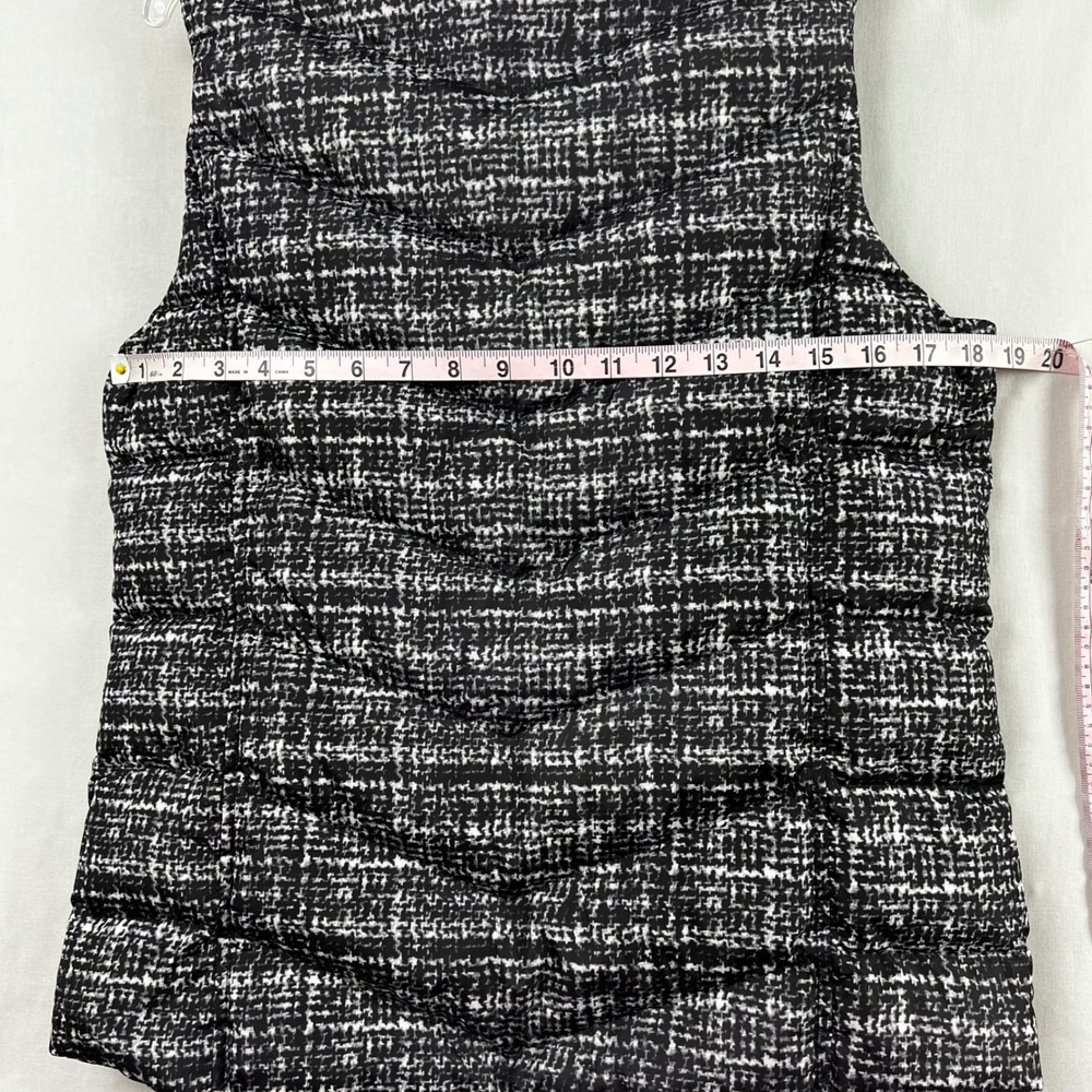 Lands End Womens Down Puffer Vest Black White Tweed Print Size S 6-8 Zip Up - Picture 7 of 10